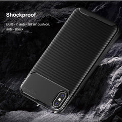 For iPhone X / XS Beetle Shape Carbon Fiber Texture Shockproof TPU Case, For iPhone X / XS