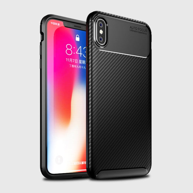 Für iPhone X / XS Käferform Kohlefaserstruktur Stoßfestes TPU-Gehäuse, Für iPhone X / XS