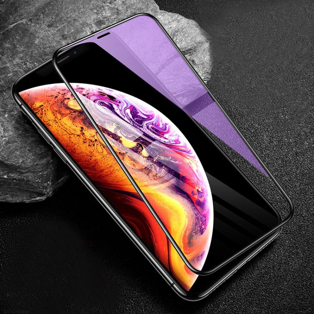 For iPhone 11 Pro / XS / X mocolo 0.33mm 9H 3D Round Edge Anti Blue-ray Tempered Glass Film, iPhone XS / X