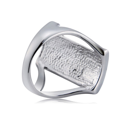 Silver-Plated Rectangle with Blue Crystal Ring for Women(Silver with Diamond, US, Size: 7)