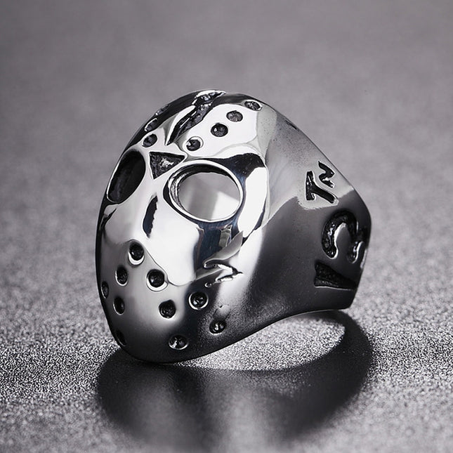 Europe and America Style Punk Gothic Rock Mask Skull Men Titanium Steel Ring, US Size: 11, Diameter: 20.7mm, Perimeter: 65mm
