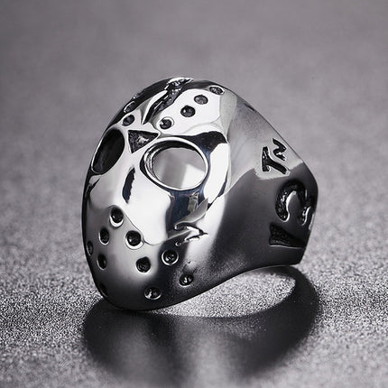 Europe and America Style Punk Gothic Rock Mask Skull Men Titanium Steel Ring, US Size: 11, Diameter: 20.7mm, Perimeter: 65mm