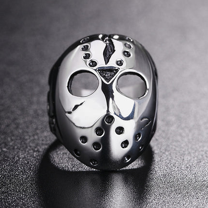 Europe and America Style Punk Gothic Rock Mask Skull Men Titanium Steel Ring, US Size: 11, Diameter: 20.7mm, Perimeter: 65mm