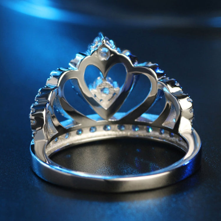 Princess Queen Crown-shaped Platinum Plated Zircon Ring, US Size: 5, Diameter: 15.7mm, Perimeter: 49.3mm