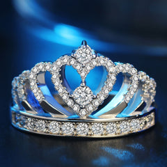 Princess Queen Crown-shaped Platinum Plated Zircon Ring, US Size: 6, Diameter: 16.5mm, Perimeter: 51.9mm