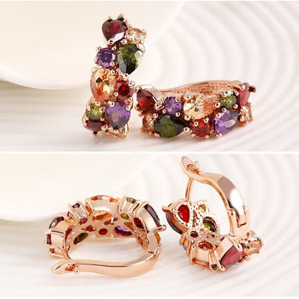 1 Pair Colorful Zircon Earrings Stud Jewelry For Women And Girls