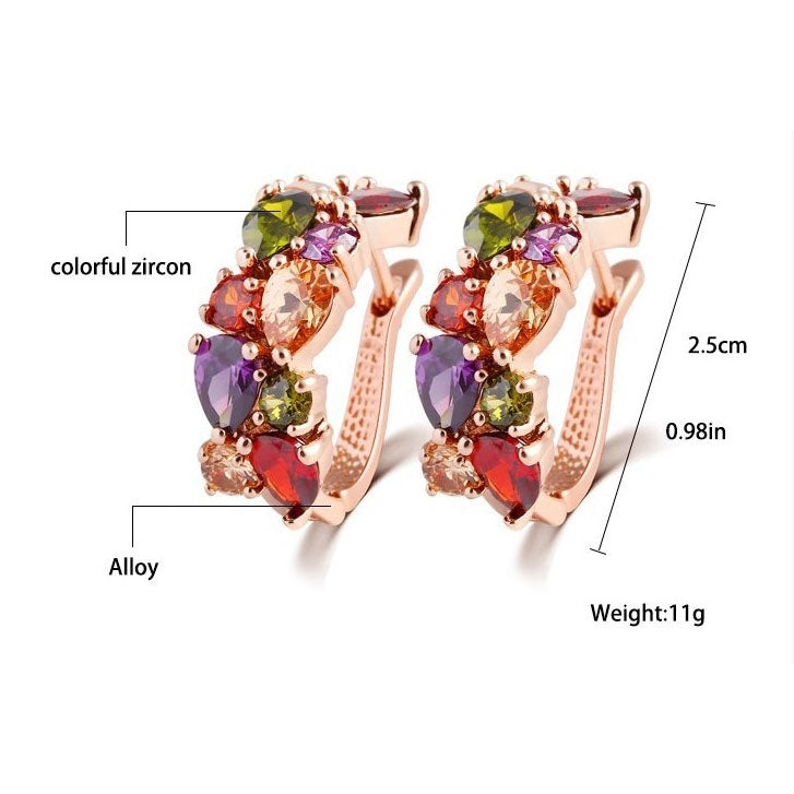 1 Pair Colorful Zircon Earrings Stud Jewelry For Women And Girls