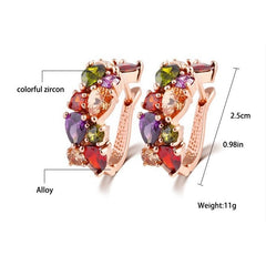 1 Pair Colorful Zircon Earrings Stud Jewelry For Women And Girls
