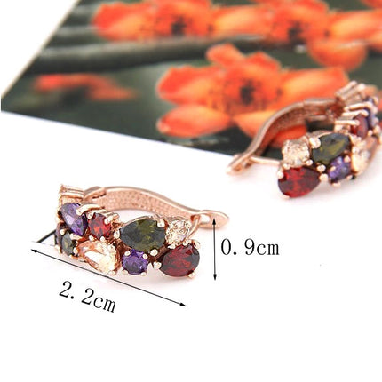 1 Pair Colorful Zircon Earrings Stud Jewelry For Women And Girls