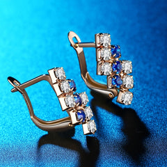 1 Pair Of 18 k Gold Irregular Geometrical Sterling Silver Crystal Stud Earring For Women, 21*9 mm