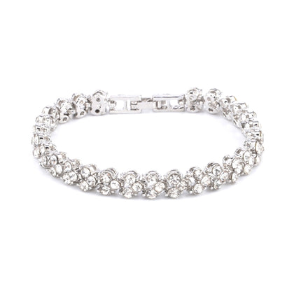 Glamorous Female Crystal Bracelet with Artificial Diamond Inlaid for Wedding, Engagement, Mother`s Day And Birthday Gift, Diameter: 5.25 cm, Perimeter:16.5 cm, Silver