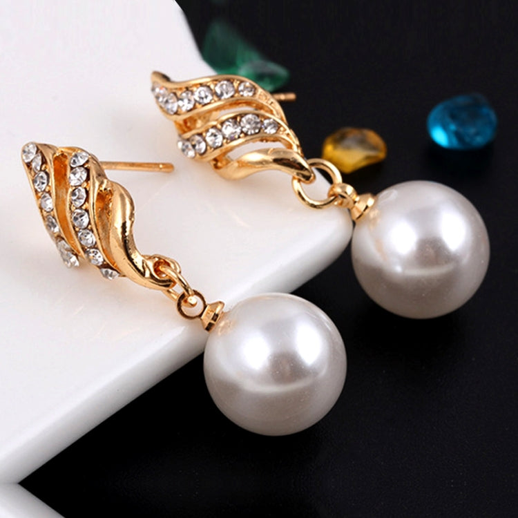 Set Jewelry (1 Pair Earrings and 1 PCS Necklace Included) Chic  Pearl and Rhinestone Pendant Necklace and Earrings