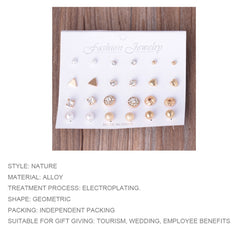 12 Pair Sets Assorted Multiple Stud Earings Jewelry Set With Card For Women And Girls(Silver)