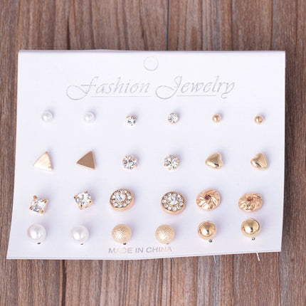 12 Pair Sets Assorted Multiple Stud Earings Jewelry Set With Card For Women And Girls(Silver)
