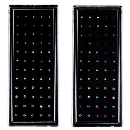 60 PCS Color Mixed Diamond Shape Stainless Steel Nose Stud Rings L Shaped Piercing Jewelry,Pin Length: 7mm, pin diameter: 0.6mm (Color), Colour (60 PCS), White (60 PCS)