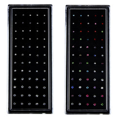 60 PCS Color Mixed Diamond Shape Stainless Steel Nose Stud Rings L Shaped Piercing Jewelry,Pin Length: 7mm, pin diameter: 0.6mm (Color)