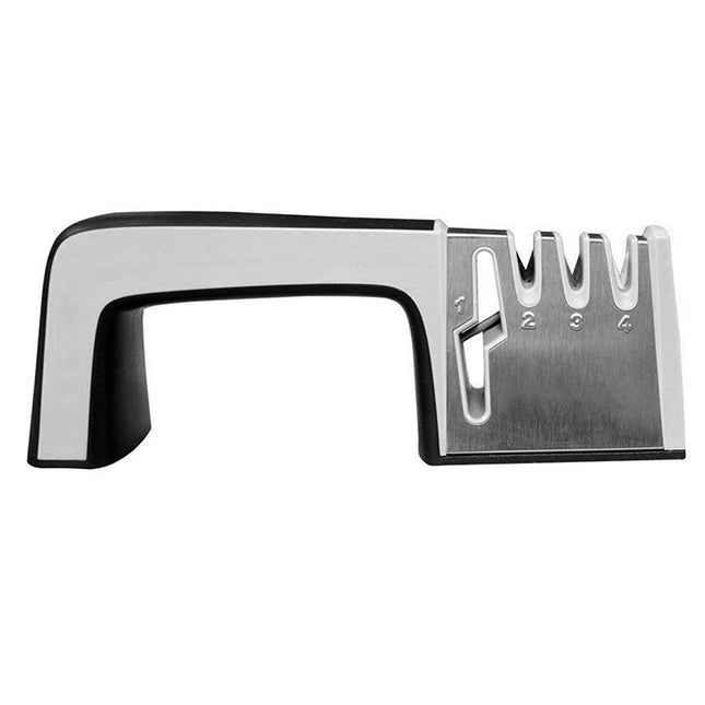 4 in 1 Stainless Steel Knife Sharpener Four Section Hand-held Quick Sharpening Tool with Non Slip Handle, 4 in 1 (Black), 4 in 1 (Red)