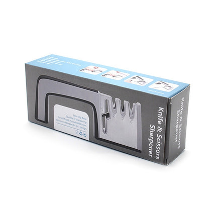 4 in 1 Stainless Steel Knife Sharpener Four Section Hand-held Quick Sharpening Tool with Non Slip Handle, 4 in 1 (Black), 4 in 1 (Red)