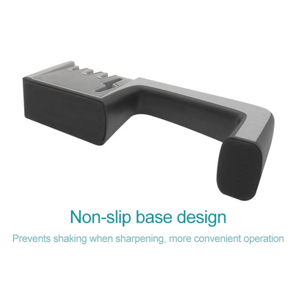 4 in 1 Stainless Steel Knife Sharpener Four Section Hand-held Quick Sharpening Tool with Non Slip Handle, 4 in 1 (Black), 4 in 1 (Red)