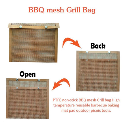 Barbecue Heat Resistant Non-stick Grilling Mesh BBQ Baking Bag, Size: 27 x 22cm (Copper)