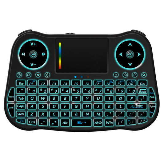 MT08 2.4GHz Mini Wireless Air Mouse QWERTY Keyboard with Colorful Backlight & Touchpad & Multimedia Control for PC, TV, MT08