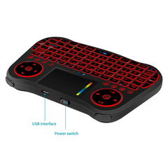 MT08 2.4GHz Mini Wireless Air Mouse QWERTY Keyboard with Colorful Backlight & Touchpad & Multimedia Control for PC, TV, MT08