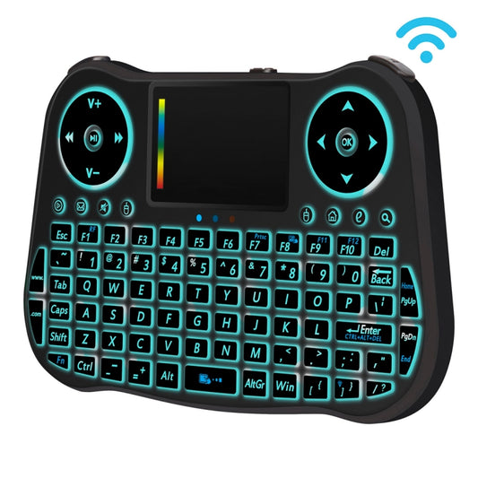 MT08 2.4GHz Mini Wireless Air Mouse QWERTY Keyboard with Colorful Backlight & Touchpad & Multimedia Control for PC, TV, MT08