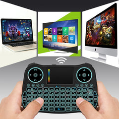 MT08 2.4GHz Mini Wireless Air Mouse QWERTY Keyboard with Colorful Backlight & Touchpad & Multimedia Control for PC, TV, MT08