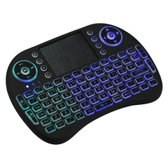 Mini teclado inalámbrico QWERTY i8 de 2,4 GHz con retroiluminación colorida, panel táctil y control multimedia para PC, Android TV BOX, reproductor X-BOX, teléfonos inteligentes, cambio de retroiluminación colorida