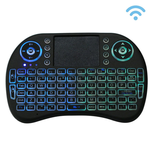 2.4GHz Mini i8 Wireless QWERTY Keyboard with Colorful Backlight & Touchpad & Multimedia Control for PC, Android TV BOX, X-BOX Player, Smartphones, Change Colorful Backlight