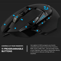 Logitech G502 HERO Wired Gaming Mouse with 11 Buttons, Length: 2.1m