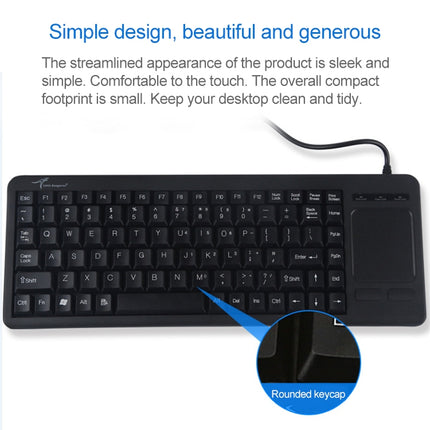 DS-8800 PS / 2 Interface Prevent Water Splashing Laser Engraving Character One-piece Wired Touchpad Keyboard, Length: 1.5m