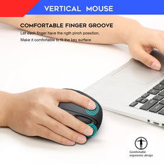 HXSJ T31 2.4GHz 2400DPI Three-speed Adjustable 7-keys Rechargeable Vertical Wireless Optical Mouse, T31