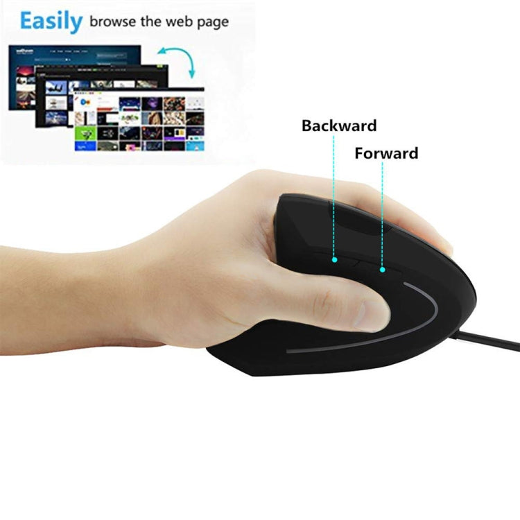 CM0093 Wired Version 2.4GHz Three-button Vertical Mouse for Left-hand, Resolution: 1000DPI / 1200DPI / 1600DPI, Cable Length：1.7m, Wired Version