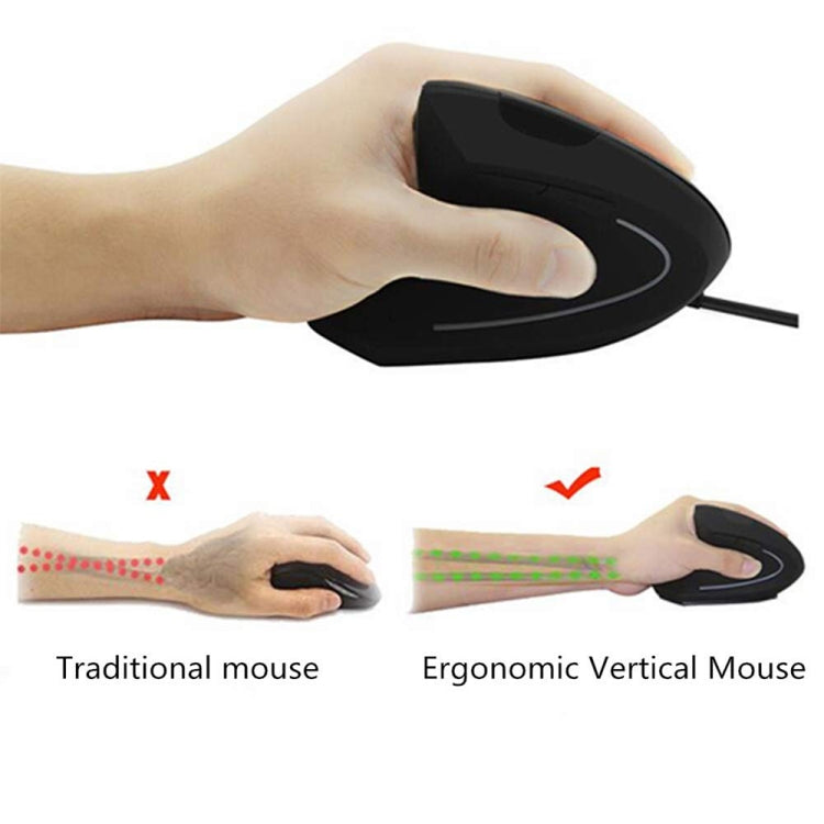 CM0093 Wired Version 2.4GHz Three-button Vertical Mouse for Left-hand, Resolution: 1000DPI / 1200DPI / 1600DPI, Cable Length：1.7m, Wired Version