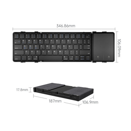 B1053 Leather Portable Tri-Fold Bluetooth Keyboard