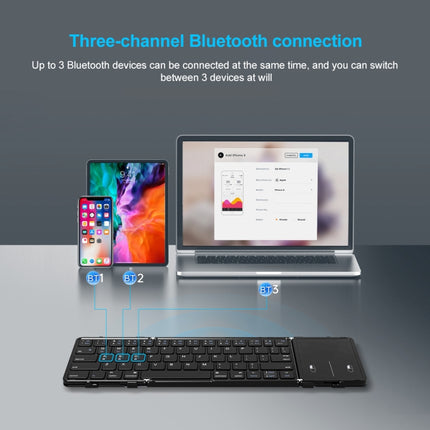 B1053 Leather Portable Tri-Fold Bluetooth Keyboard