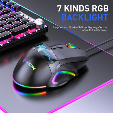 MKESPN X10 9-Buttons RGB Wired Full Speed Macro Definition Gaming Mouse, Full Speed Macro Definition