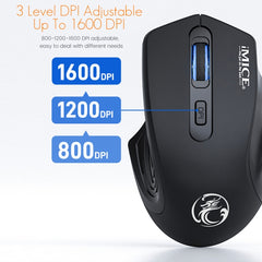 iMICE G-1800 Rechargeable 4 Buttons 1600 DPI 2.4GHz & Bluetooth Silent Wireless Mouse for Computer PC Laptop