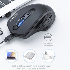 iMICE G-1800 Rechargeable 4 Buttons 1600 DPI 2.4GHz & Bluetooth Silent Wireless Mouse for Computer PC Laptop