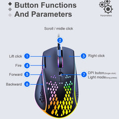 iMICE T97 Gaming Mouse RGB LED Light USB 7 Buttons 7200 DPI Wired Gaming Mouse