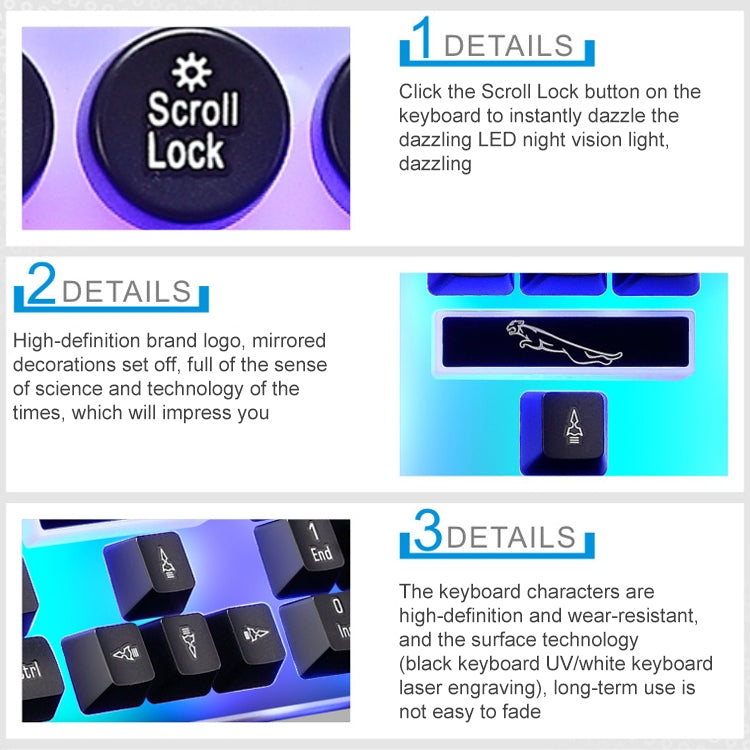ZGB G21 Luminous Wired Keyboard + Mouse Set, G21 (White), G21 (Black)
