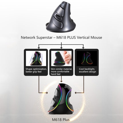 DELUX M618 Plus RGB Wired Optical Mouse Ergonomic Vertical Mouse 4000DPI