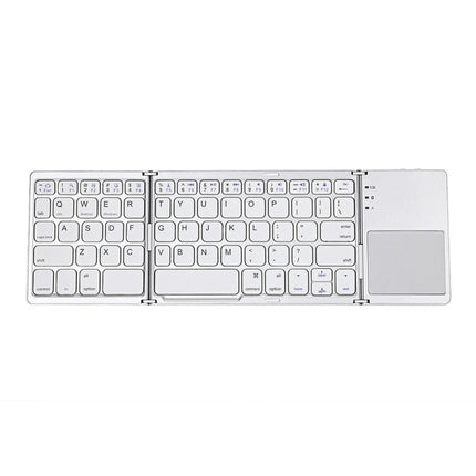 B033 Rechargeable 3-Folding 64 Keys Bluetooth Wireless Keyboard with Touchpad, 3-Folding 64 Keys with Touchpad White