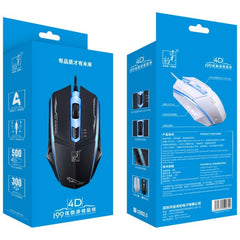 Chasing Leopard 199 USB 1600DPI Three-speed Adjustable LED Backlight Wired Optical Gaming Mouse, Length: 1.3m, 199 Black, 199