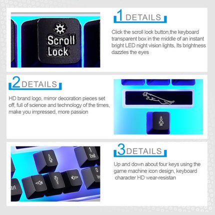 ZGB G21 1600 DPI Professional Wired Colorful Backlight Mechanical Feel Suspension Keyboard + Optical Mouse Kit for Laptop, PC