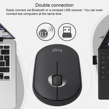 Logitech Pebble Cobblestone Shape Thin 3-keys 1000DPI Mute Wireless Bluetooth Optical Mouse, Wireless Range: 10m