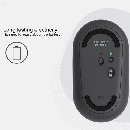 Logitech Pebble Cobblestone Shape Thin 3-keys 1000DPI Mute Wireless Bluetooth Optical Mouse, Wireless Range: 10m
