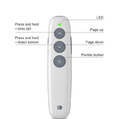 Doosl DSIT007 2.4GHz Rechargeable Powerpoint Presentation Wireless Cliker Remote Control Pen, Control Distance: 100m(White), DSIT007