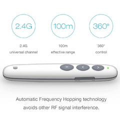 Doosl DSIT007 2.4GHz Rechargeable Powerpoint Presentation Wireless Cliker Remote Control Pen, Control Distance: 100m(White), DSIT007